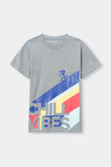 Boys 11-14 Years Chill Vibes  Light Grey Tee