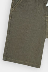 Boys Denim Olive Green Cross Pocket  Long Shorts(3 Quarter)