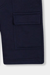 Boys Dark Blue Six Pocket Cargo Shorts(Knee Length)