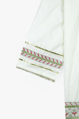 Girls Embroidered Cotton Suit with Net Dupatta – 3 Piece Set