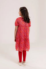 Lawn Red Digital Printed Top