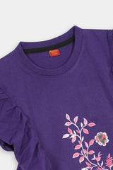 Girls Purple Flare Flower Tee