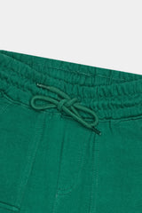 Boys Green Six Pocket Cargo Shorts(Knee Length)