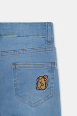 Boys Light Blue Slim Fit Pants