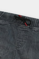 Boys Gray  Six Pocket  Denim Cargo Shorts(Knee Length)