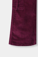 Girls Wide Leg Maroon Velvet Trouser