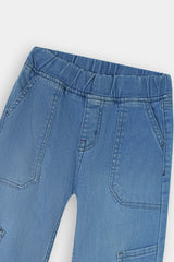 Girls  Light Blue Wide Leg 6 Pocket Double Carpenter Style