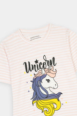 Girls Pink Lining Unicorn A Line Top