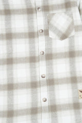 Kids White-Brown  Flannel Casual Shirt