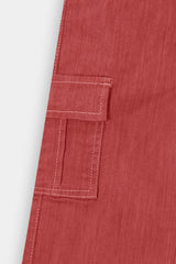 Girls Red  Wide Leg  Six Pocket Trousers
