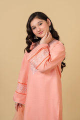 Girls Eastern Wear Cotton golden tilla work shirt with Farshi Trouser