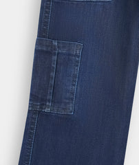 Girls  Dark Blue Wide Leg 6 Pocket Carpenter Style With Bottom Loop