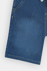Boys Denim Mid Blue Cross Pocket  Long Shorts(3 Quarter)