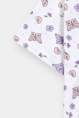 Girls White Butterfly Night Suit
