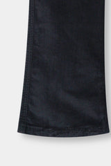 Girls Wide Leg Black Velvet Trouser