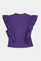 Girls Purple Flare Flower Tee