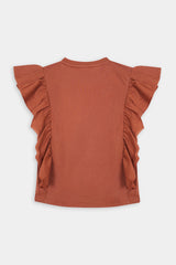 Girls Light Brown Flare Flower Tee