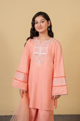 Girls Eastern Wear Cotton golden tilla work shirt with Farshi Trouser