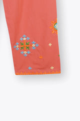 Cotton Embroidered  3 Pcs Suit With Net Dupatta