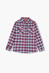 Kids Red Blue White  Flannel Casual Shirt