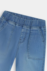 Girls  Light Blue Wide Leg 6 Pocket Carpenter Style With Bottom Loop