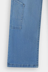 Girls  Light Blue Wide Leg 6 Pocket Double Carpenter Style