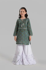 Green & White 2 Pcs Digital Print Lawn