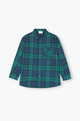 Kids Blue Green  Flannel Casual Shirt
