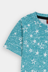 Girls Ferozi Star Printed Night Suit