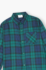 Kids Blue Green  Flannel Casual Shirt