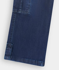 Girls  Dark Blue Wide Leg 6 Pocket Carpenter Style With Bottom Loop