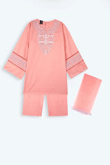 Girls Eastern Wear Cotton golden tilla work shirt with Farshi Trouser