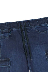 Girls Dark Blue Wide Leg Eight Pocket Trouser