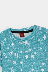 Girls Ferozi Star Printed Night Suit