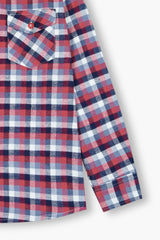 Kids Red Blue White  Flannel Casual Shirt