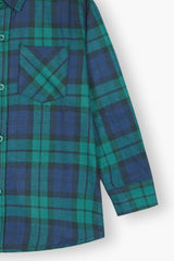 Kids Blue Green  Flannel Casual Shirt