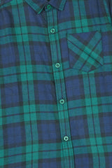 Kids Blue Green  Flannel Casual Shirt