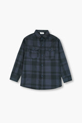 Kids Gray Blue  Flannel Casual Shirt