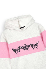 Butterfly Love Girls Winter Tracksuit | 100% Cotton Fleece | Pink Quilted Panels