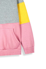 Girls Pink Multi Color Hoodie & Jogger Set-100% Cotton Fleece