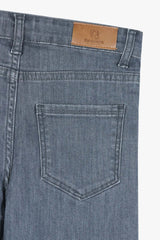 Girls Grey Wide Leg Flower Embroidered Pant