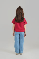 Girls Ice Blue  Wide Leg  Minnie Embroidered Pant