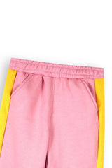 Girls Pink Multi Color Hoodie & Jogger Set-100% Cotton Fleece