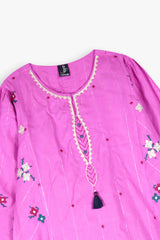 Girls Embroidered Cambric Cotton Suit | 3-Piece Eastern Wear with Dupatta | Winter Collection