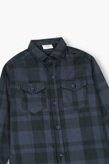 Kids Gray Blue  Flannel Casual Shirt
