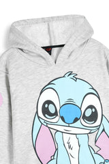 Stitch Printed Fleece Tracksuit – Short Body Hoodie & Jogger Set for Kids