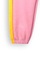Girls Pink Multi Color Hoodie & Jogger Set-100% Cotton Fleece