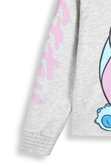 Stitch Printed Fleece Tracksuit – Short Body Hoodie & Jogger Set for Kids
