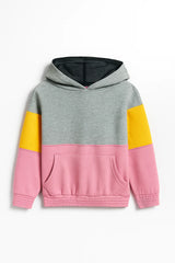 Girls Pink Multi Color Hoodie & Jogger Set-100% Cotton Fleece