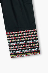 Girls Black Cotton Sequin Embroidered Ethnic Suit with Net Dupatta – Festive & Party Wear